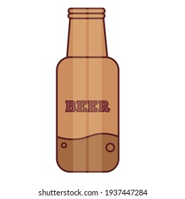 Isolated beer bottle dark logo wood icon- Vector
