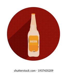 Isolated beer bottle draw logo red icon- Vector