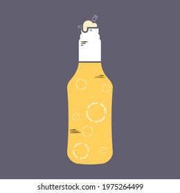 Isolated beer bottle with foam icon