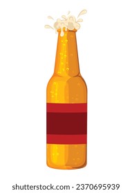 Botella de cerveza aislada con espuma Ilustración vectorial
