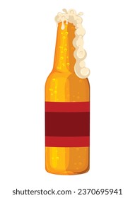Isolated beer bottle with foam Vector illustration