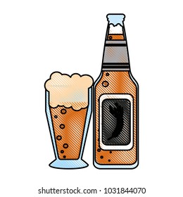 Isolated beer bottle and glass design