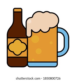 Isolated beer bottle glass october fest germany icon- Vector