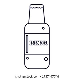 Isolated beer bottle logo white draw icon- Vector