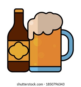 Isolated beer bottle october fest germany icon- Vector