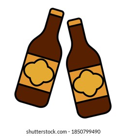 Isolated beer bottles october fest germany icon- Vector