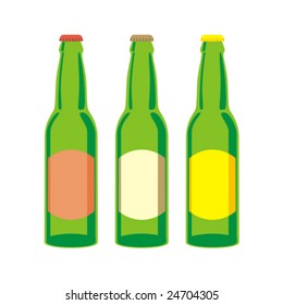 isolated beer bottles set