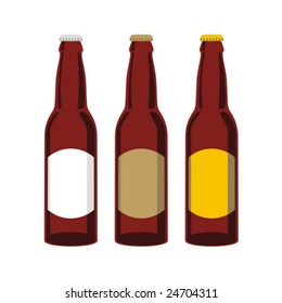 isolated beer bottles set