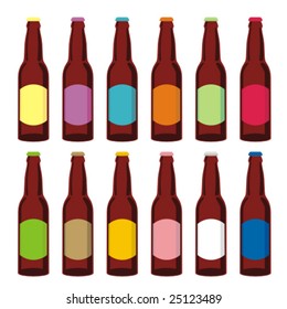 isolated beer bottles set