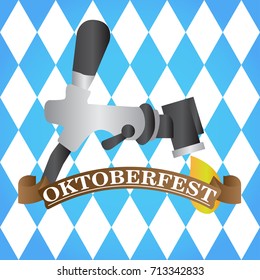 Isolated beer faucet on a textured background, Oktoberfest vector illustration