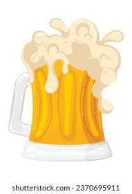 Isolated beer gflass with foam Vector illustration