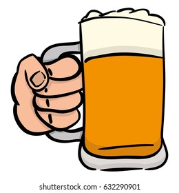 Isolated beer glass with foam on a white background, vector illustration