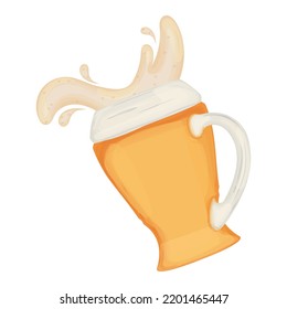Vidrio de cerveza aislado con vector de espuma