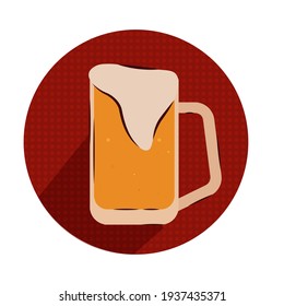 Isolated beer glass logo draw red icon- Vector