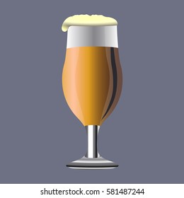 Isolated beer glass on a blue background, Vector illustration