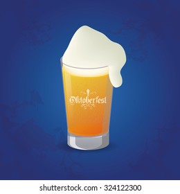 Isolated beer glass on a textured background for oktoberfest