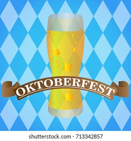 Isolated beer glass on a textured background, Oktoberfest vector illustration