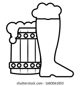 Isolated beer glasses. Wooden glass - Vector illustration