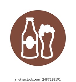 Ilustración vectorial aislada de la etiqueta engomada del icono de la cerveza