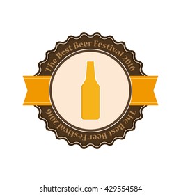 Isolated beer label with a ribbon, text and a beer bottle