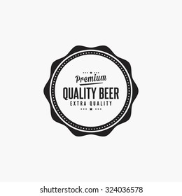 Isolated beer label with text and icons on a white background
