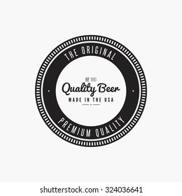 Isolated beer label with text and icons on a white background