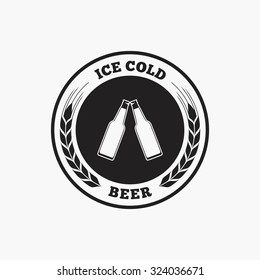Isolated beer label with text and icons on a white background