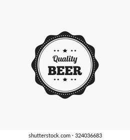 Isolated beer label with text and icons on a white background