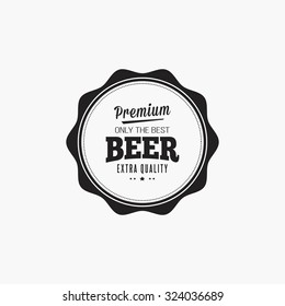 Isolated beer label with text and icons on a white background