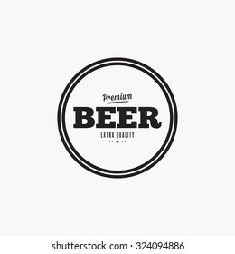 Isolated beer label with text and icons on a white background