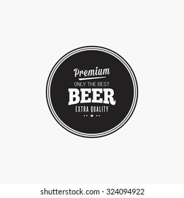 Isolated beer label with text and icons on a white background
