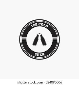 Isolated beer label with text and icons on a white background