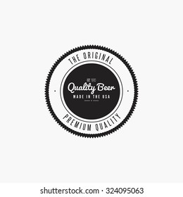 Isolated beer label with text and icons on a white background