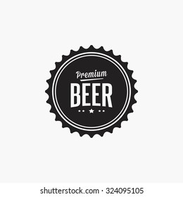 Isolated beer label with text and icons on a white background