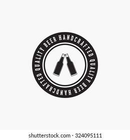 Isolated beer label with text and icons on a white background