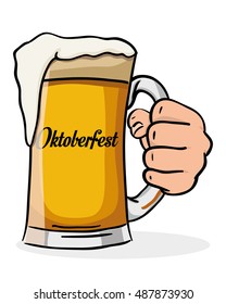 Isolated beer mug with foam, Oktoberfest Vector illustration