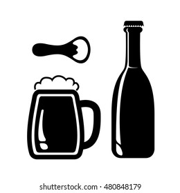 Isolated beer mug and a beer glass, Vector illustration