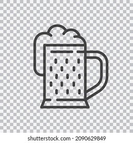 Isolated beer mug icon. Alcoholic beverage. Vector isolated on transparent background.
