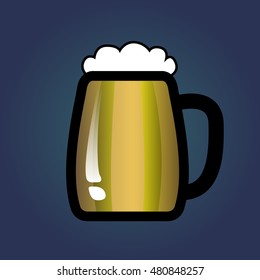 Isolated beer mug icon on a blue background, Vector illustration