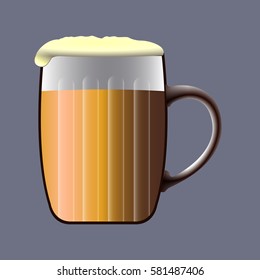 Isolated beer mug on a blue background, Vector illustration