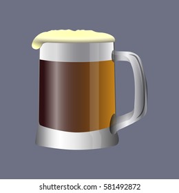 Isolated beer mug on a blue background, Vector illustration