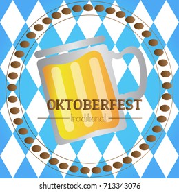Isolated beer mug on a textured background, Oktoberfest vector illustration