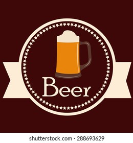 Isolated beer mug on a white label. Vector illustration