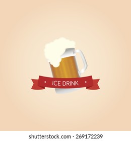 Isolated beer mug and text on a colored background. Vector illustration