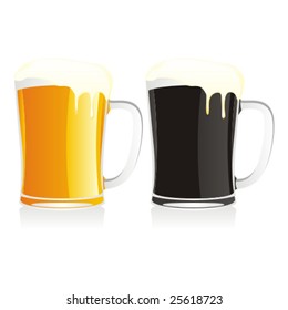 isolated beer mugs