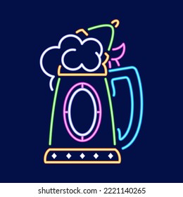 Isolated beer neon oktoberfest vector illustration