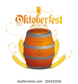 Isolated beer with text and wheat on a white background