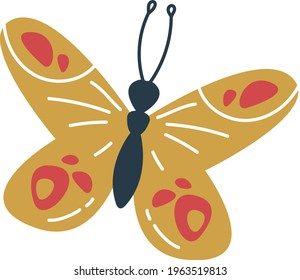 Mariposa beige aislada. Colores pastel de estilo boho. Impresión para la decoración del vivero, ropa, habitación, postales, arte de pegatinas lindo