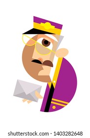 Isolated bellboy in uniform on white background