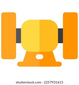 Isolated bench grinder in flat icon on white background. Carpentry, grinder machine